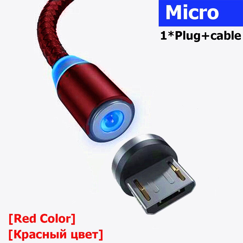 Ricarica veloce 2.4A Magnetico Cavo 2M Micro Cavo USB Mobile di Potere del Caricatore Magnetico Filo Per IOS Tipo C Android magneti Adattatore: Red For Micro