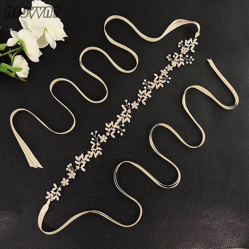 Cinturones de novia con perlas flores diamantes de imitación diadema para la novia accesorios de boda cinturones en el vestido para niña