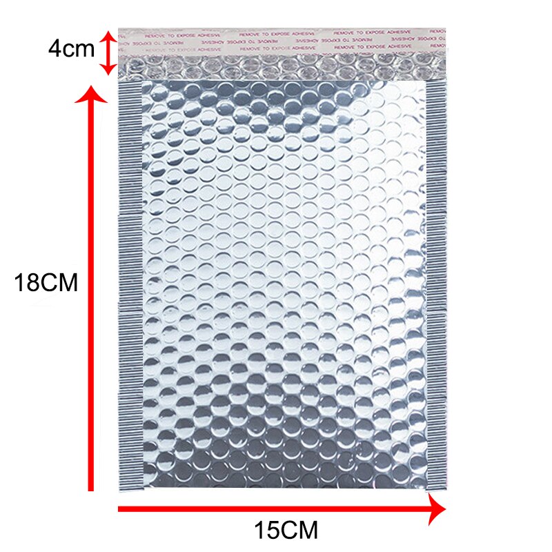 Sacos de empacotamento da selagem do envio resistente acolchoado do selo do auto dos sacos do mailer poli da bolha de 10 pces para o negócio: Sliver 15X18cm