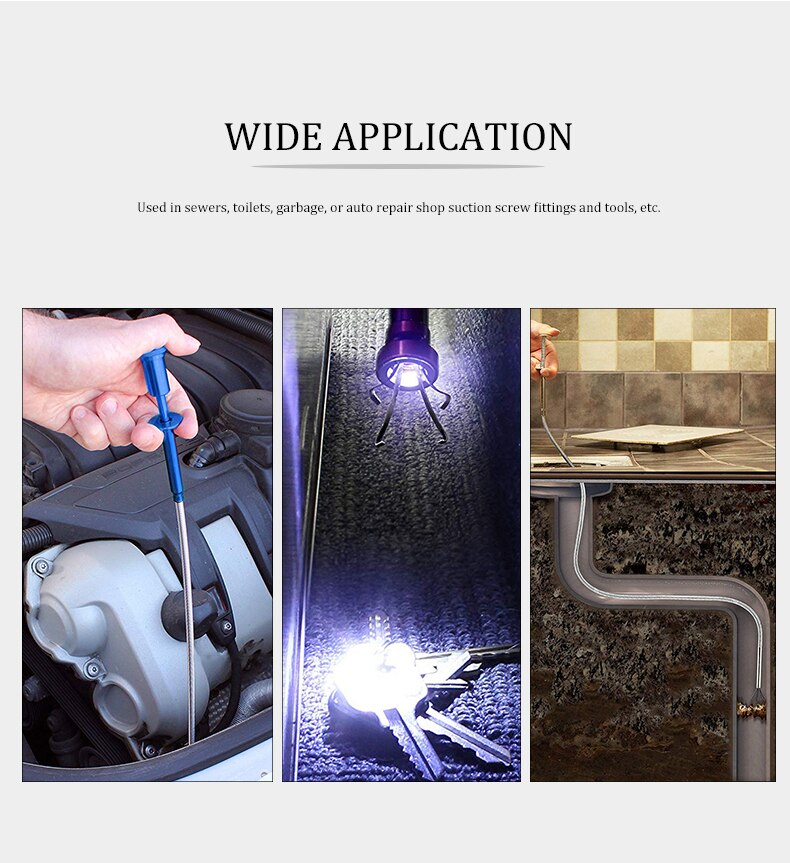 Magnetic LED Light Pick-Up Tools Flexible 4-Claw Long Reacher Garbage Toilet Grabber Tool Telescopic Magnet Pick Up Tool