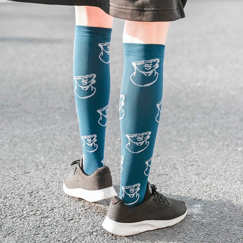 Kompression Socken Kniehohe/Lange Gedruckt Schuhe Zubehör Outdoor Sport Casual Stil Socken Strumpfwaren Für Radfahren Laufen