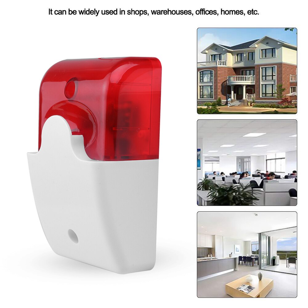 Home Security Alarm System 115dB Mini Strobe Siren Durable Lndicator Light 12V Sound Alarm Strobe Flashing Red Light Sound Siren