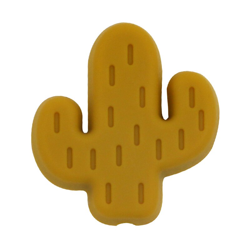 Kovict – attache-sucette en Silicone, 10 pièces, dessin animé petit Cactus bébé rongeur sans BPA nourriture, anneau de dentition soins infirmiers, perles: 10pcs Mustard yellow