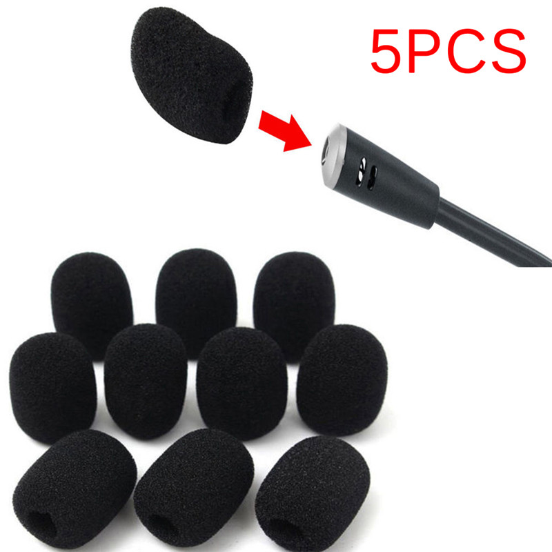 5Pcs Headset Microfoon Foam Koptelefoon Microfoon Grill Voorruit Spons Foam Pads Cover Black Mic Cover