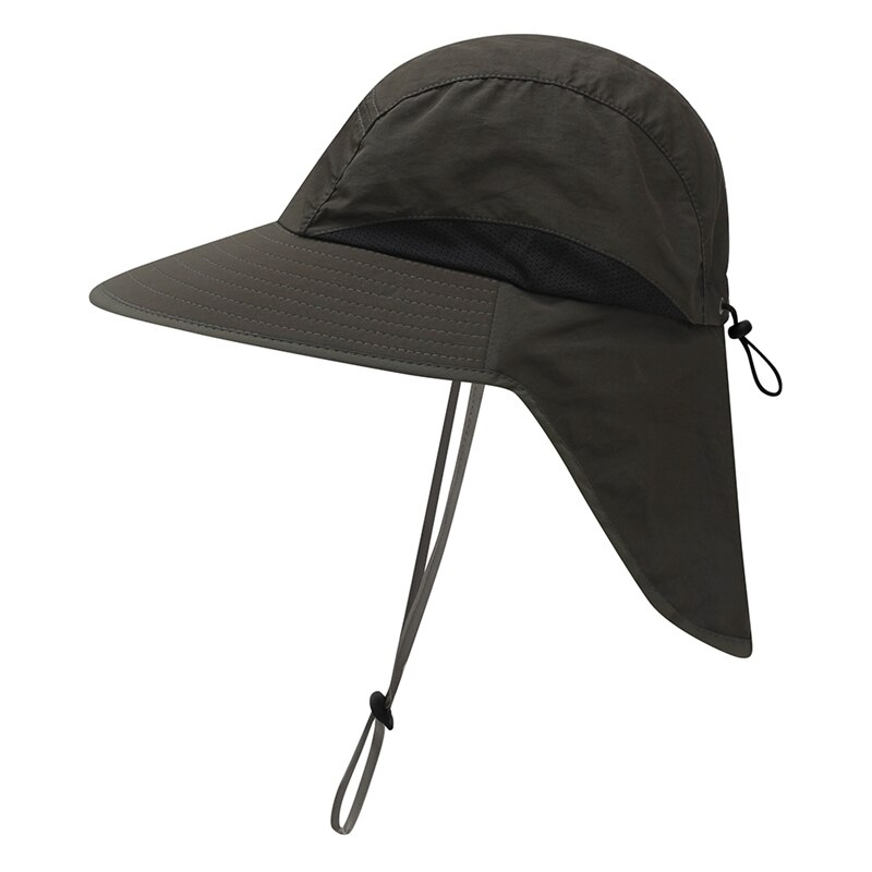 . .Flap Cap Brede Rand Lichtgewicht Draagbare Uv Bescherming Waterbestendig Hals Cover Zonnehoed Met Riem