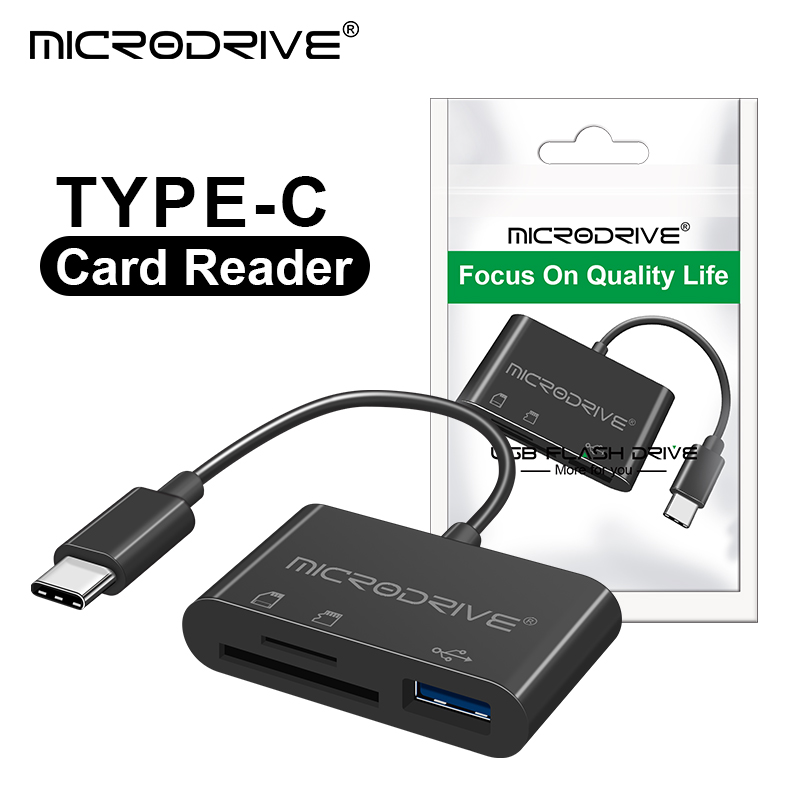 Microadaptador 3 en 1 tipo C, lector de tarjetas de memoria TF, CF, SD, escritor, USB-C Flash compacto para IPad Pro, Huawei, Macbook, USB tipo c