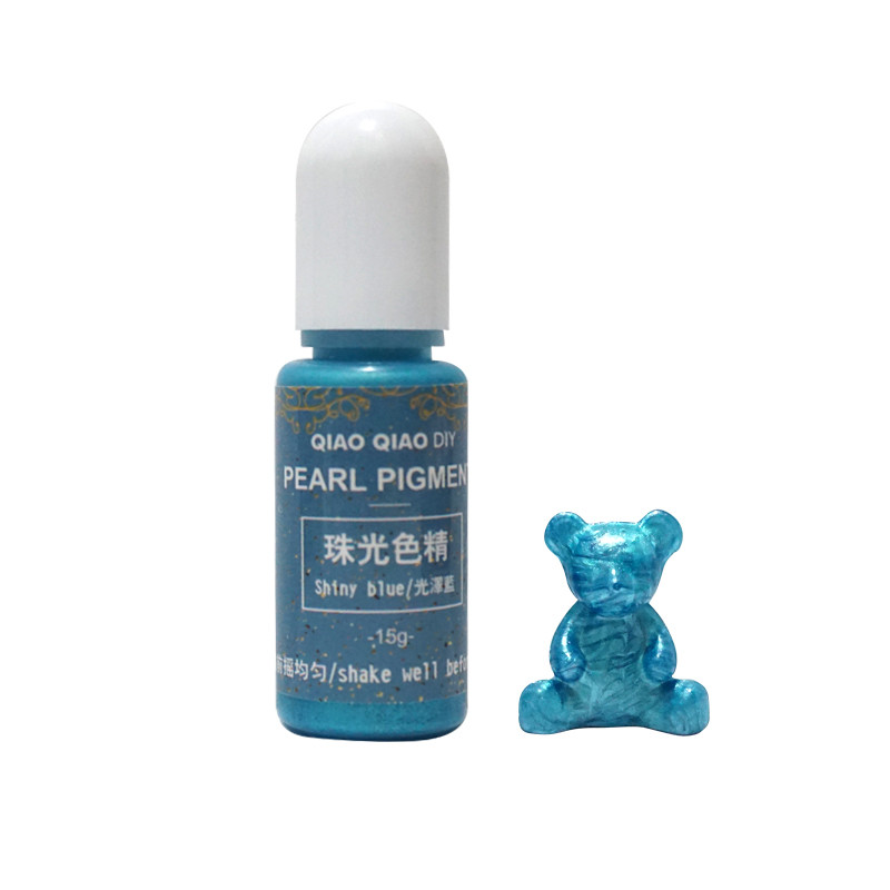 QIAOQIAO DIY 15g/pigmento de botella resina epoxi UV DIY arte artesanal colorante: Shiny blue