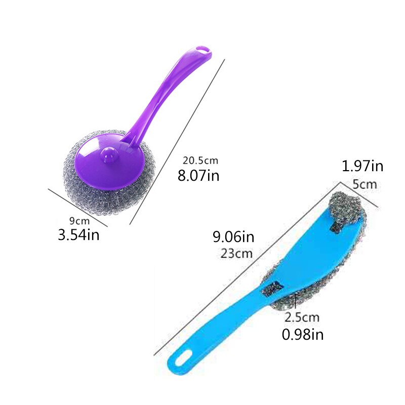 1 PC Stainless Steel Wire Dish Scourer Cleaning Ball Pan Pot Long Handle Brushes Scrubber Kitchen Pot Washing Tool