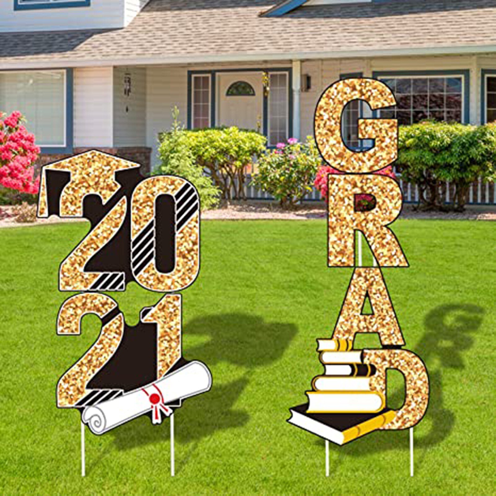 Graduation Grade Garden Sign Decorations Outdoor Lawn Yard Sign with Stakes Garden Flag House Decor