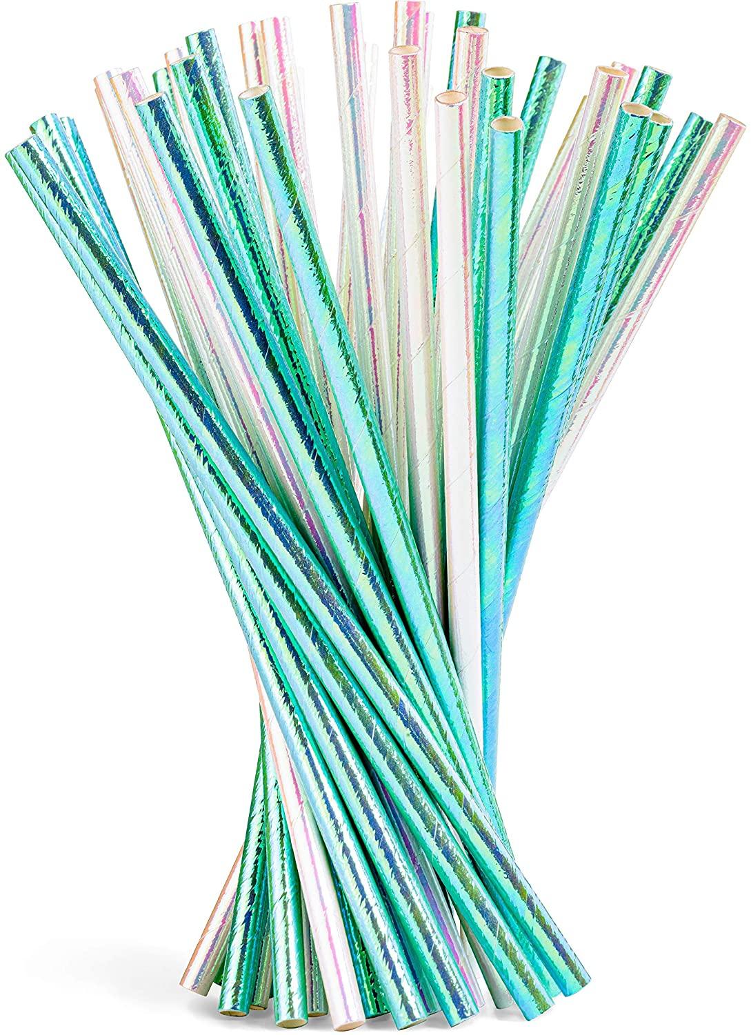 Mermaid Birthday Party Decoration Shell Plate Napkin Disposable Tableware Happy Birthday Party Decoration For Kids: 20pcs mix straw