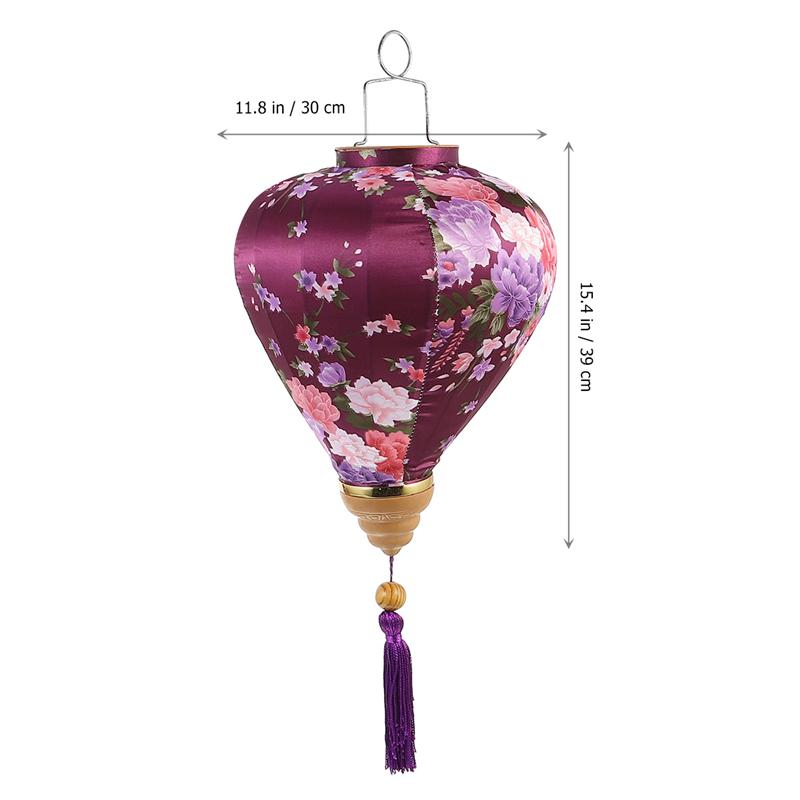 1pc blomstermønster lanterner vintage midten af efteråret retro silke lanterner vietnam lanterne til udendørs festfest