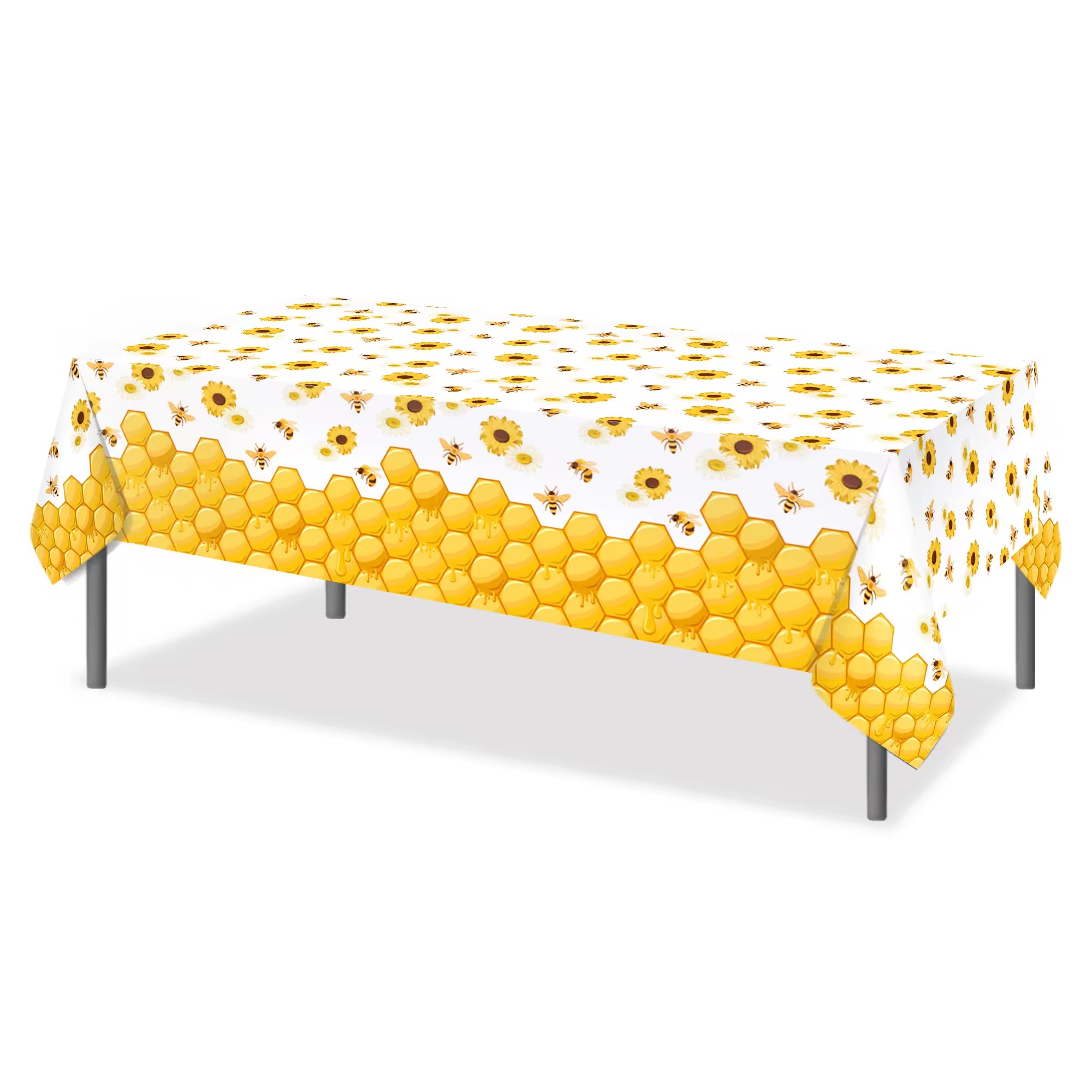 Honingbij Zonnebloem PE Tafelkleed Verjaardagsfeestje Decoraties Plastic Tafelkleed Wegwerp Camping Mat Feestartikelen: Default Title