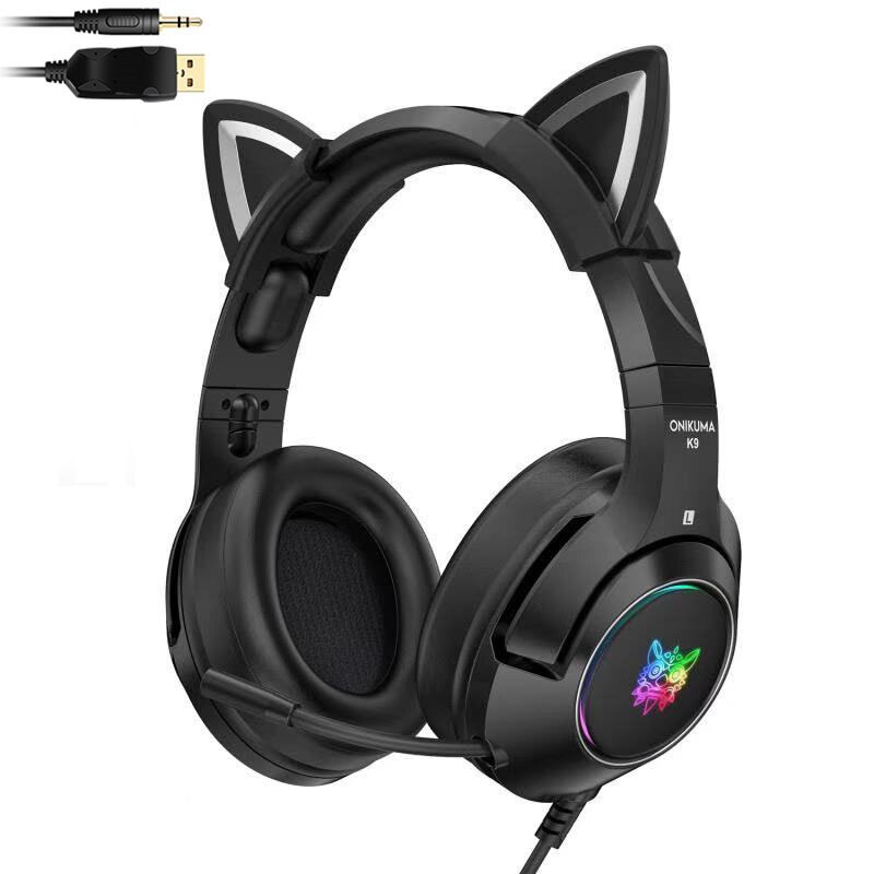 3.5Mm Wired Gaming Headset Kat Oor Rgb Hoofdtelefoon Bass Stereo Oortelefoon Met Microfoon Voor PS4 Computer Laptop Telefoon Gamer: Default Title