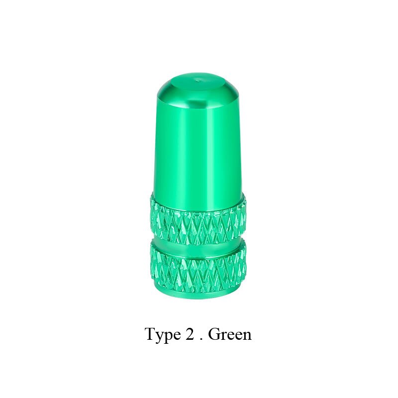 Fahrrad Reifen Ventil Kappe Aluminium Schrader/Presta Ventil Kappe Fahrrad Reifen Kappen Mit Vakuum Reifen Gesetz Mund Mutter Radfahren zubehör 2Pcs: type2.green