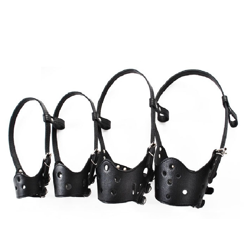 Dog Muzzle PU Leather Breathable Adjustable For Small big Dogs Muzzles Anti-Bite Safety and dog accessories
