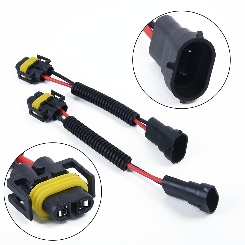 PVC Harness Nylon Wiring Plugs Pre-wired 2pcs Headlights Fog Lights Extension Connector Wire Sockets