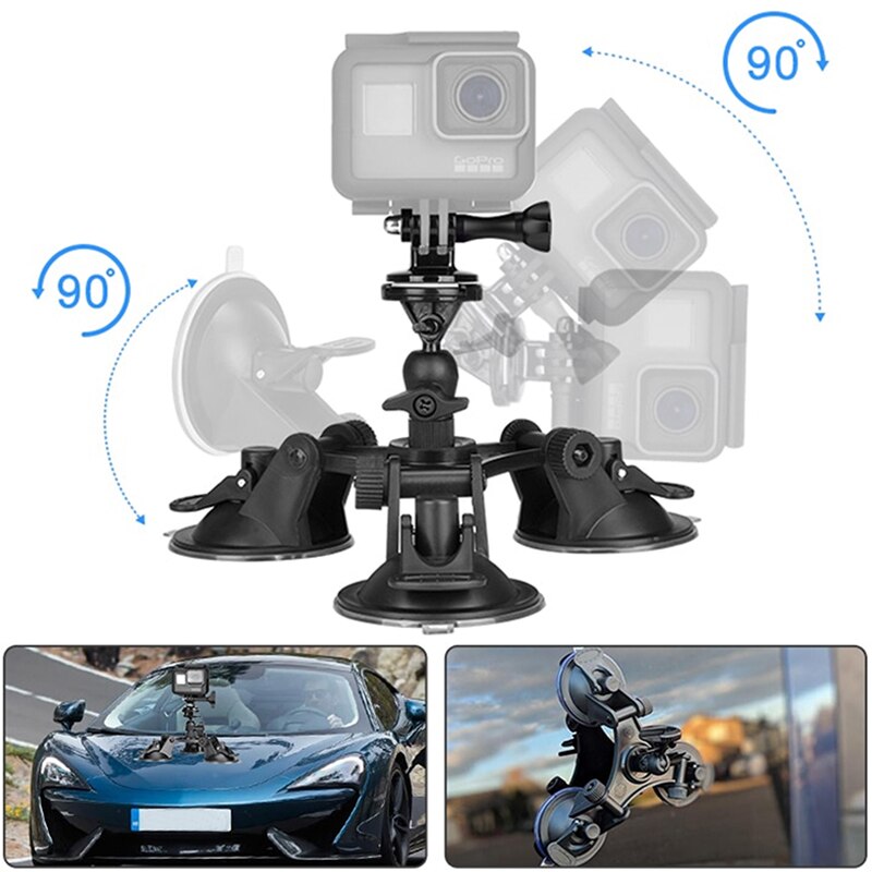 Triple ventouse support de stabilisation support de montage de voiture pour DSLR GoPro Hero Osmo Action JR offres