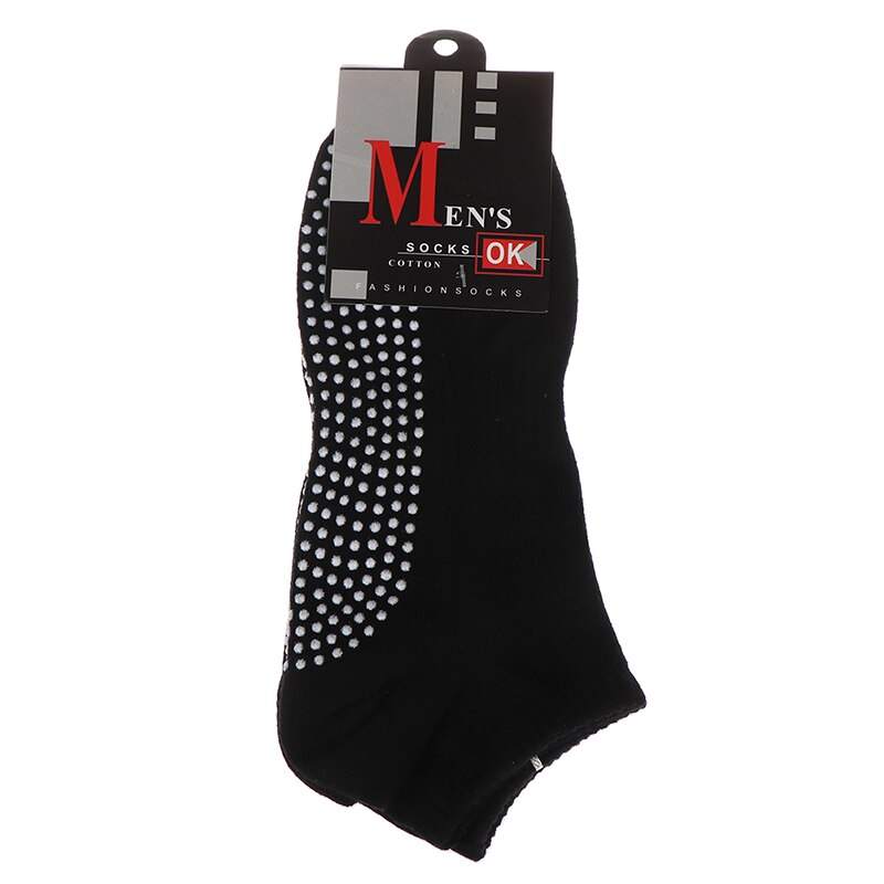 1pair Fitness Size 39-44 Men's Cotton Non-slip Yoga Socks With Grips Breathable Anti Skid Floor Socks For Pilates Gym Sock: Black