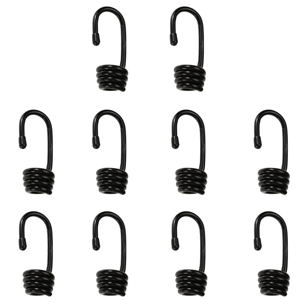 Wire Bungee Cord Hooks - Shock Cord - 10 Pcs Pack - 10mm - Plastic Coated - Boating Camping Auto Outdoor