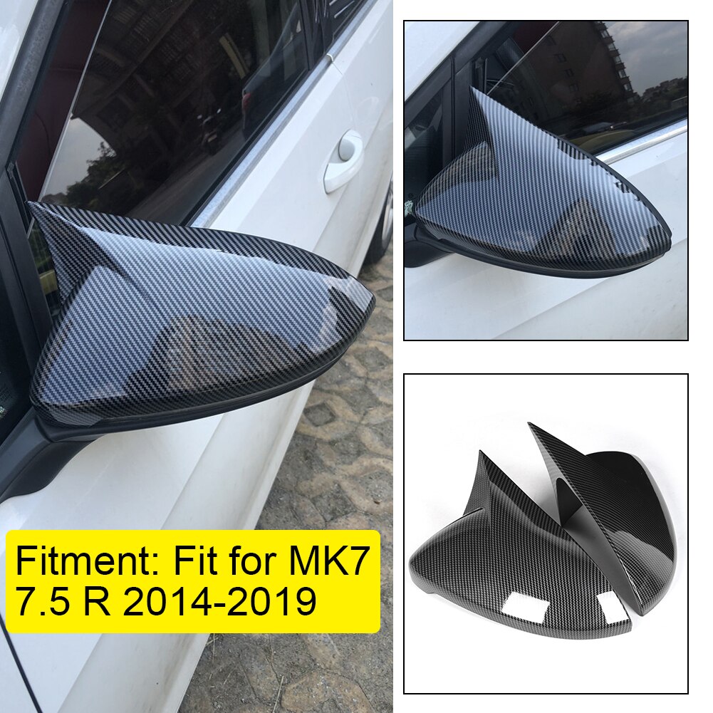 1 par karbonfiber stil bil side bakspeil deksel lokk abs passer for vw golf  mk7 7.5 r