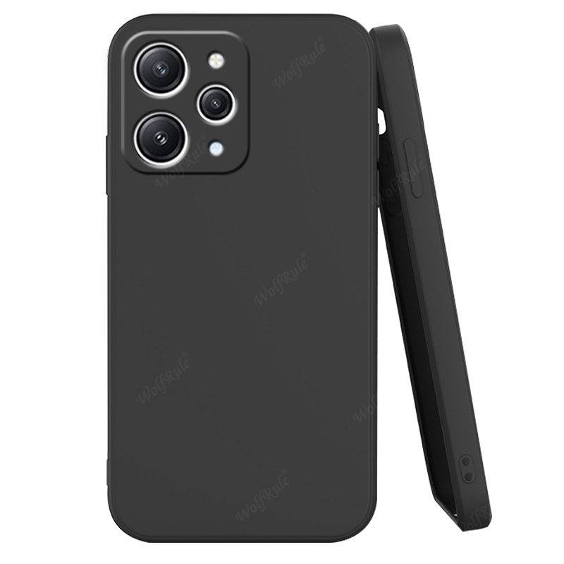 For Xiaomi Redmi 12 Case Cover Redmi 12 Capas Liquid Silicone Shockproof Back Bumper TPU Soft Case Redmi 9T 10 10C 12C 12 Fundas: Genuine Leather / black