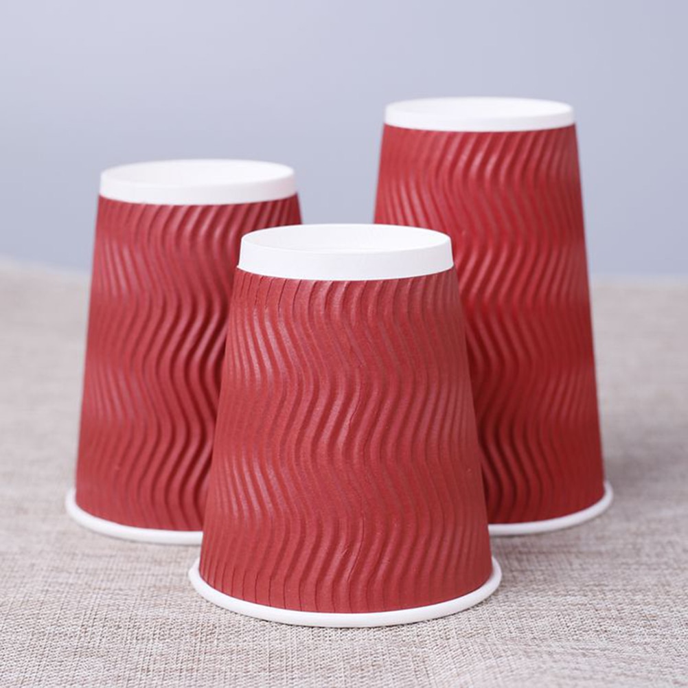 50 stuks Koffie Kopjes Schroefdraad Isolatie Triple Muur Takeaway Cup Papier Cup met Deksel voor Cafe Catering Restaurant