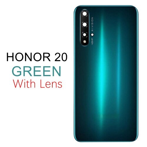 Back Glass Cover Voor Huawei Honor 20 Batterij Cover Achterdeur Behuizing Case Window Back Panel Voor Honor 20 Pro batterij Cover: 20-Green With Lens