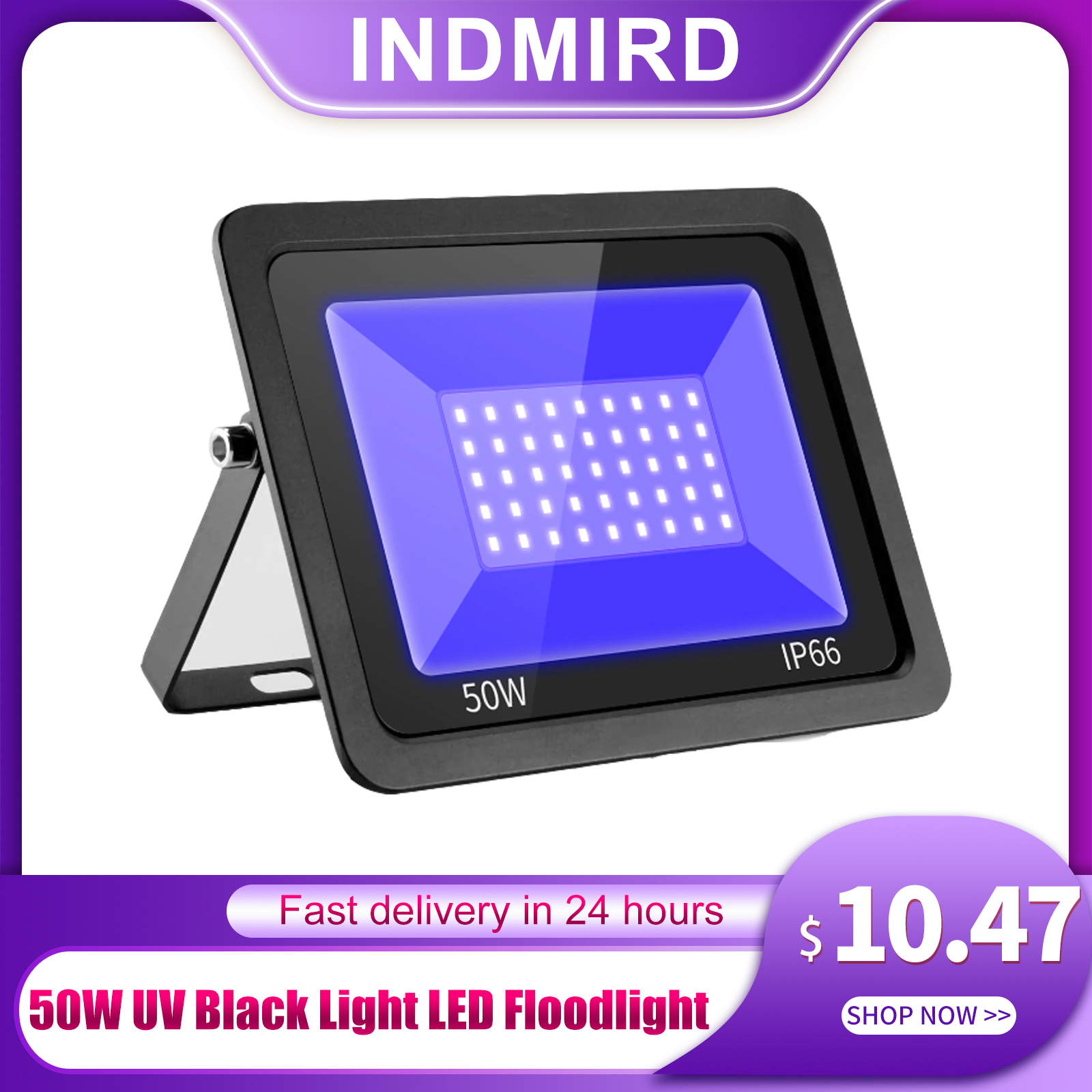 Luz de inundación UV LED 30W reflector 365 nm, foco UV impermeable IP66 efecto de luz ultravioleta con interruptor de encendido/apagado para , DJ