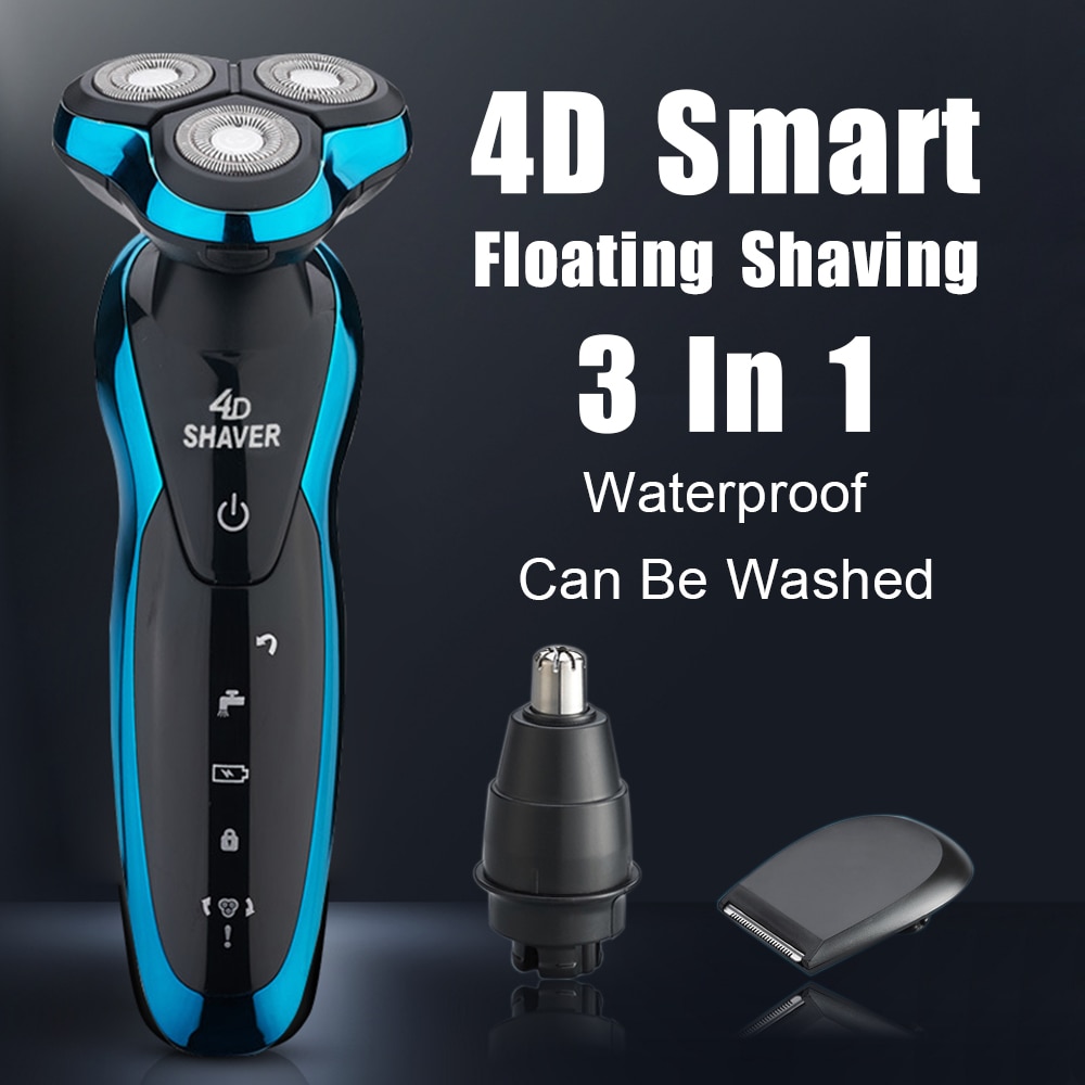 Máquina de afeitar eléctrica de afeitar la barba Trimmer nariz máquina de afeitar para hombres recargable afeitar seco mojado de doble uso, impermeable y lavable