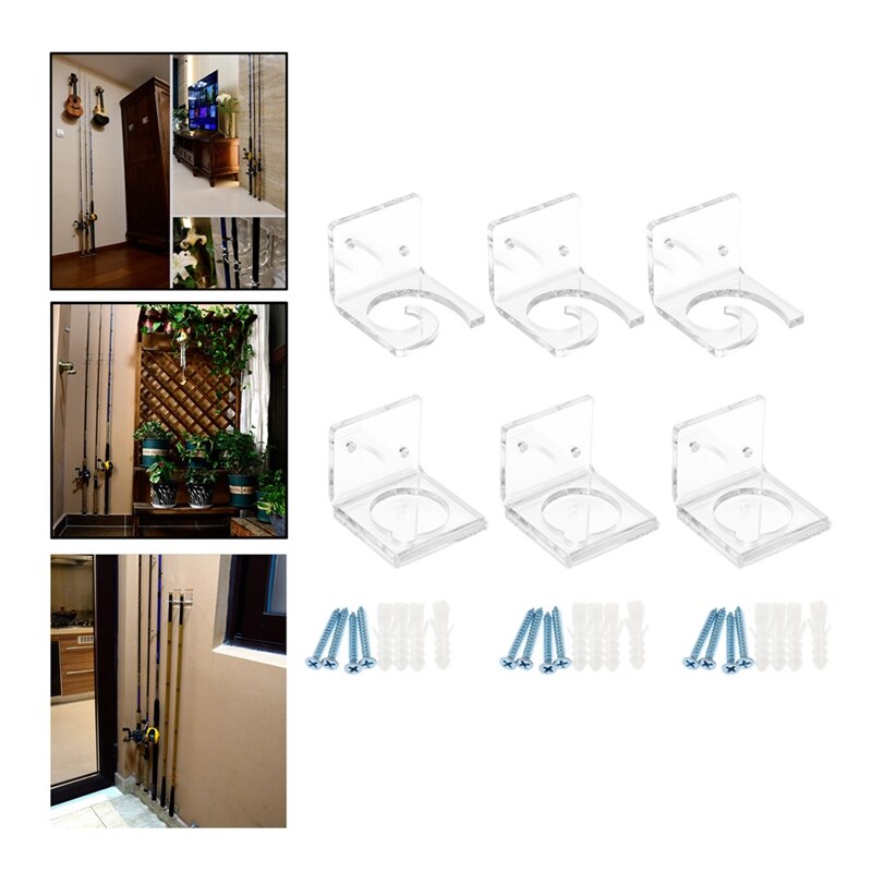 Fishing Rod Rack Wall Mount Acrylic Fishing Rod Display Storage Rack Bracket Holder Vertical Fishing Pole Holder