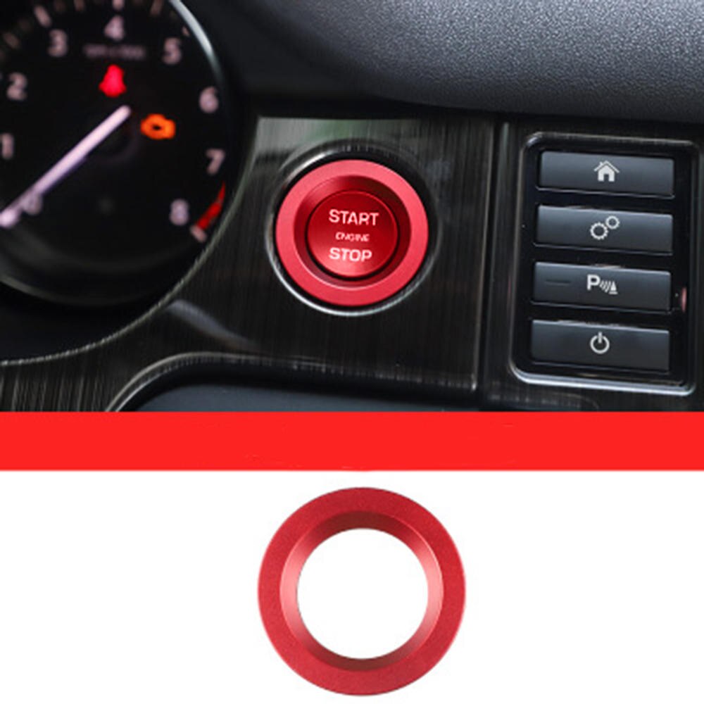 Red Engine Start Buttons Ring Cover Trim For Land Rover Interior Refit Start Ring Button Paste Start Ring + Start Cover