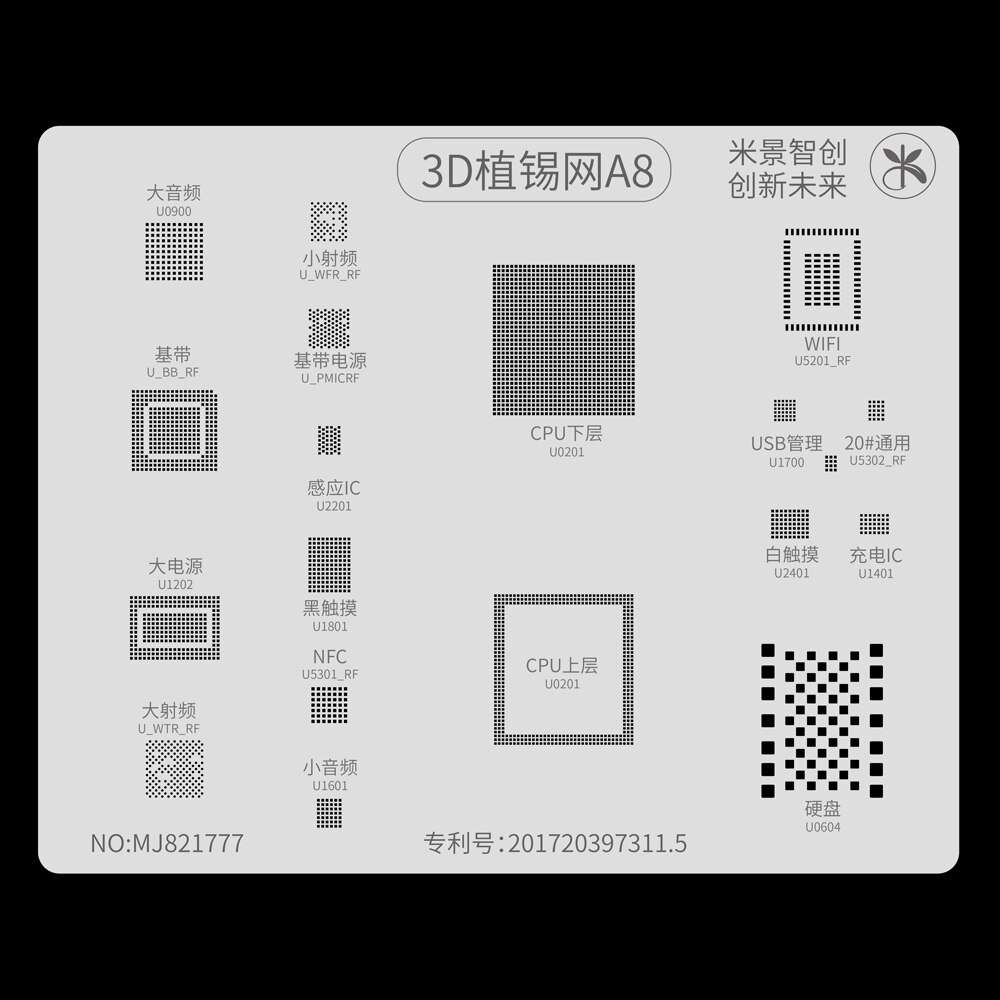 3D Bga Reballing Stencil Voor Iphone 11 Pro Xr Xs Max X 8 7P 7 6S A8-A13 Solderen netto Roestvrij Stalen Plaat