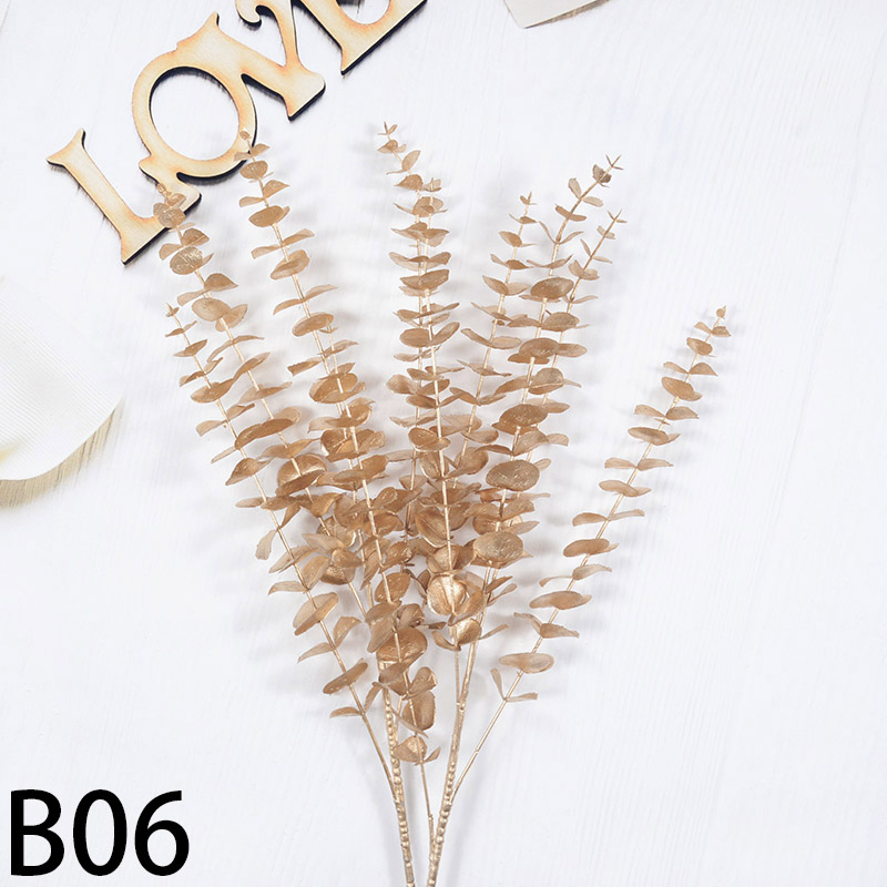 Plantes artificielles dorées en plastique pour décoration de Noël, simulation de fleurs, maison, salon, fête de mariage