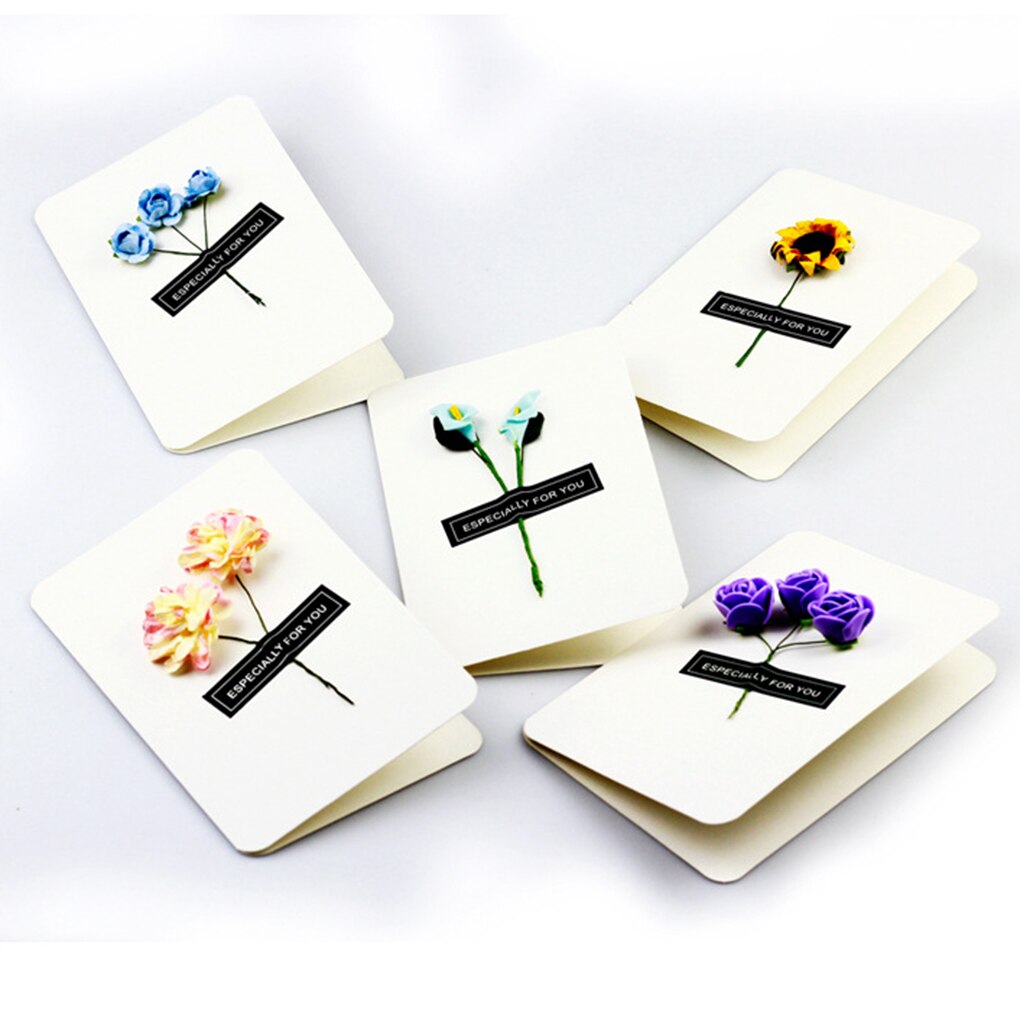 Cartes de vœux en papier Kraft, DIY, avec enveloppe, fleurs sèches faites à la main, décorations de de mariage et d'anniversaire, fournitures,