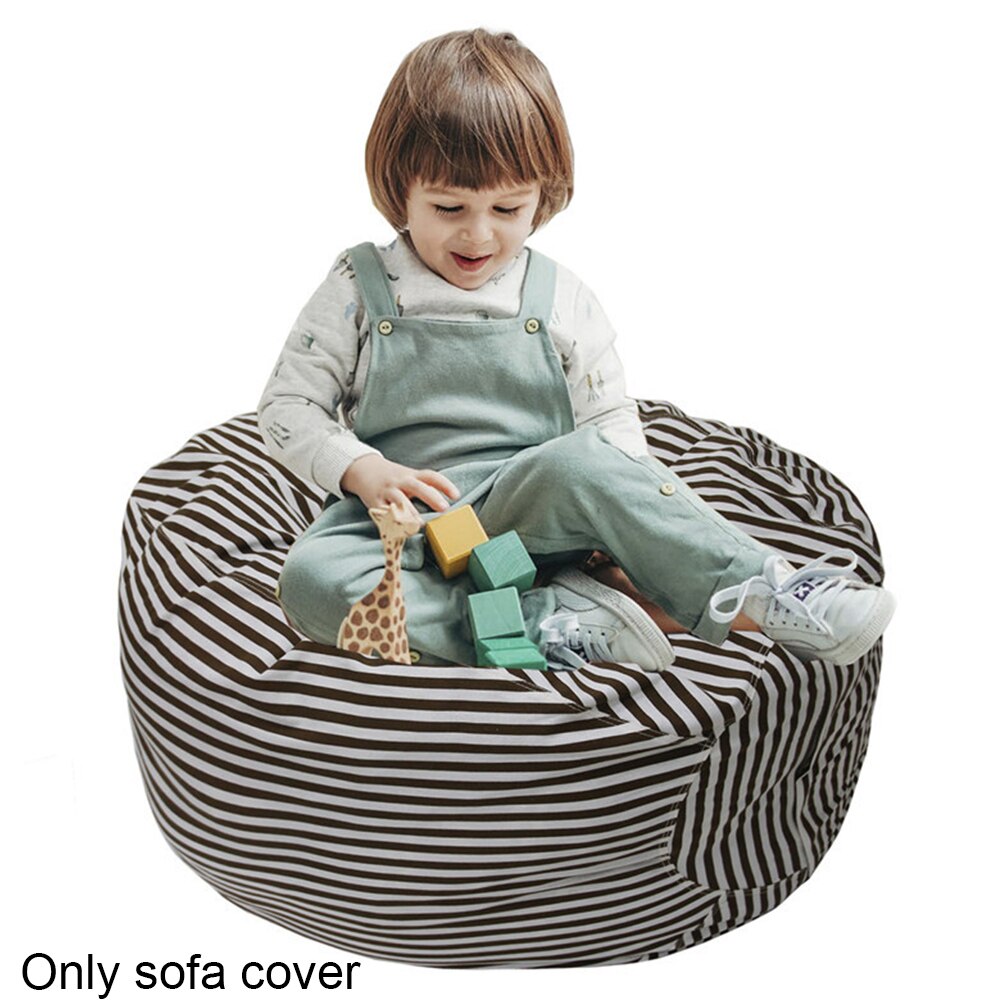 Spilopbevaring sækkestol sofadæksel diy plys legetøj uden påfyldning 80cm arrangør hjemmeindretning lynlås vaskbart tilbehør lærred rundt
