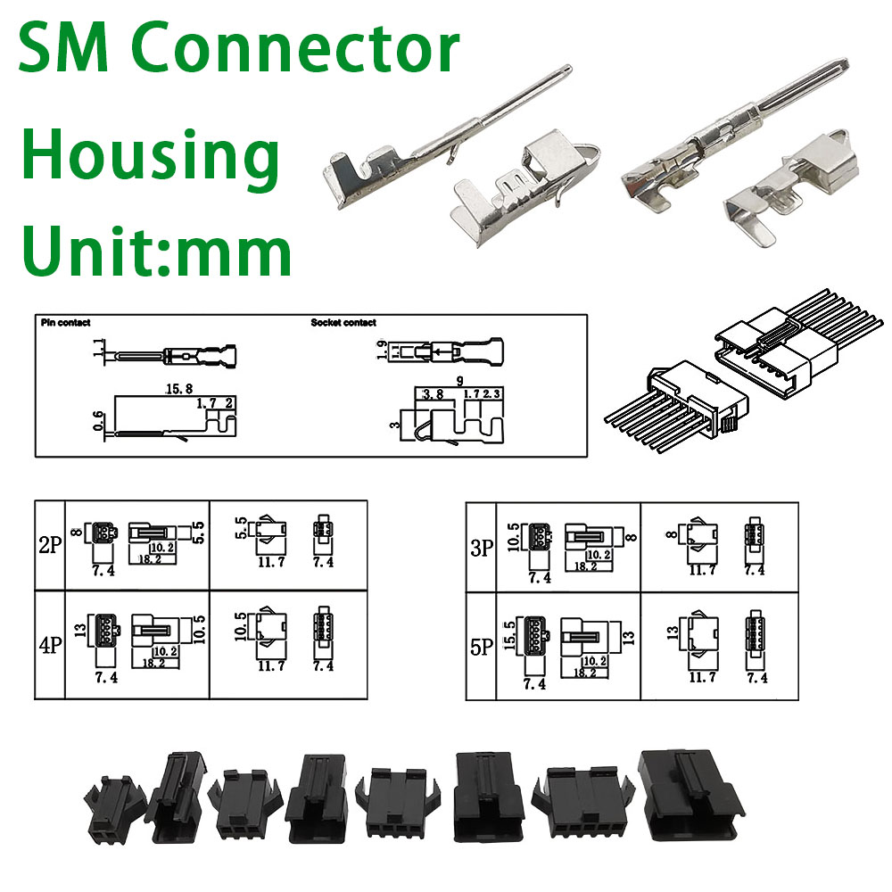 200 Stks/doos Jst Sm 2.54Mm Mannelijke Vrouwelijke Behuizing Pin Header Connector 2/3/4/5 Pin 2.54Mm Krimp Terminal Elektrische Draad Connector Kits