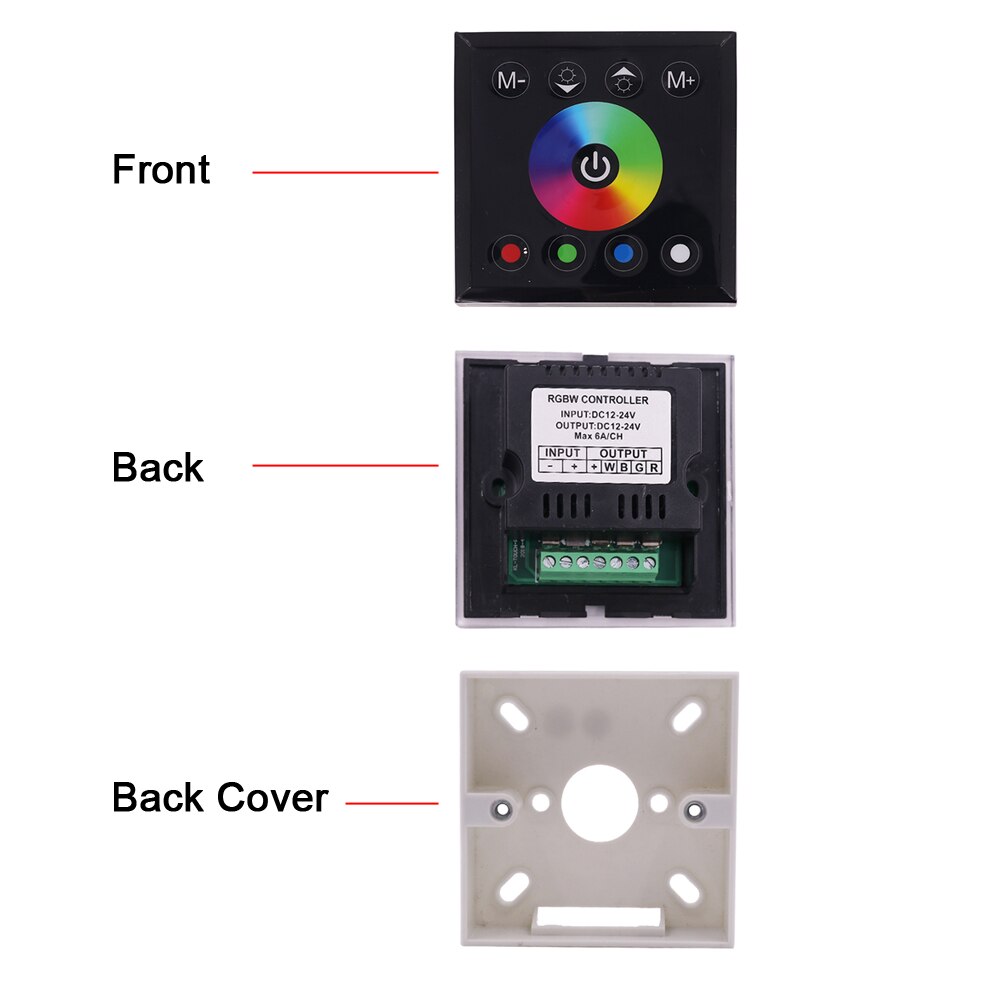 Touch Remote Control 12V 24V DC RGB RGBW Led Strip Light Power Switch RF Touch Wall Panel Controller Swithing Accessories Black