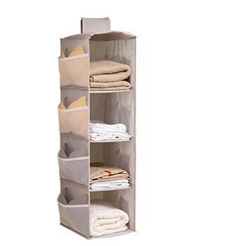 Bolsa de almacenamiento colgante para armario, perchas de ropa de múltiples capas, estante organizador portátil, estante de tela no tejida para sujetar ropa: Gray 4 layers