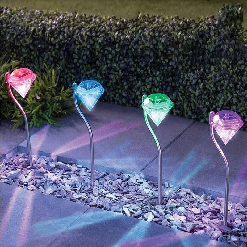 4 Stuks Led Solar Light Outdoor Tuin Decoratie Lampen Led Diamanten Gazon Licht Solar Powered Path Lantaarns Lamp Woondecoratie