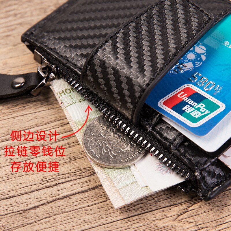 Unisex Aluminum Card Wallet Credit Card Holder with RFID Blocking Card Case PU Leather Card Wallet Carbon Fiber Wallet