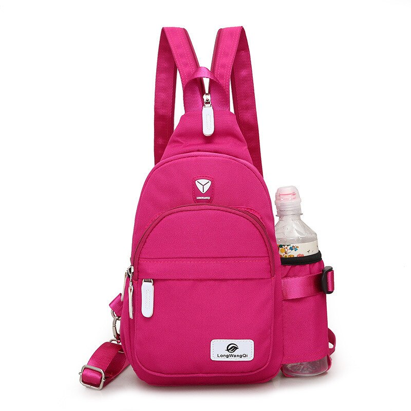 Nylon Chest Pack Shoulder Back Bag Crossbody Bags for Women Shoulder Bag Travel Back Pack Messenger Bags: rose red