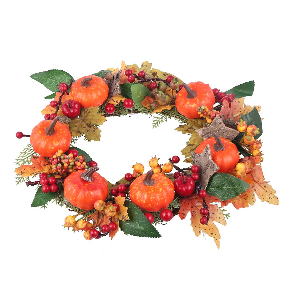 30Cm Kunstmatige Pompoen Krans Herfst Oogst Maple Leaf Zonnebloem Deur Decor Garland Thanksgiving Halloween Party Benodigdheden