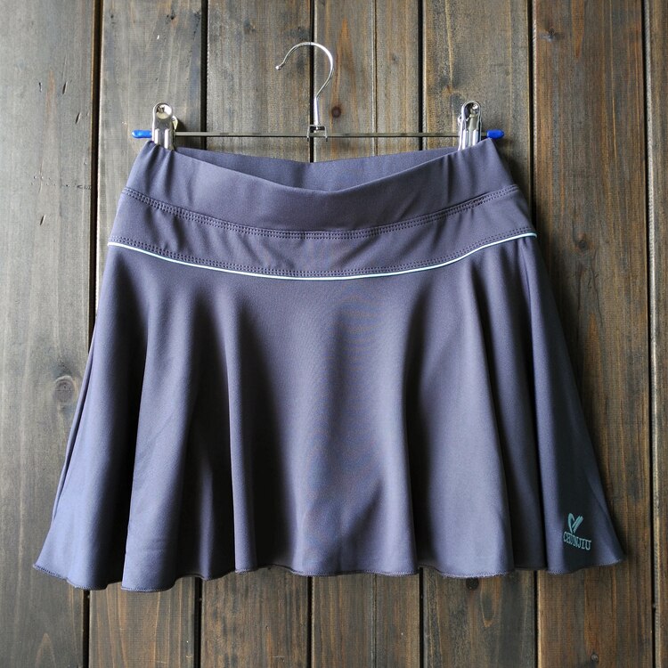 Sommer kvinder badminton sportsnederdele tennis skorts drapering nederdel en delt nederdel lotus leaf stretch til piger: Grå / Xxl