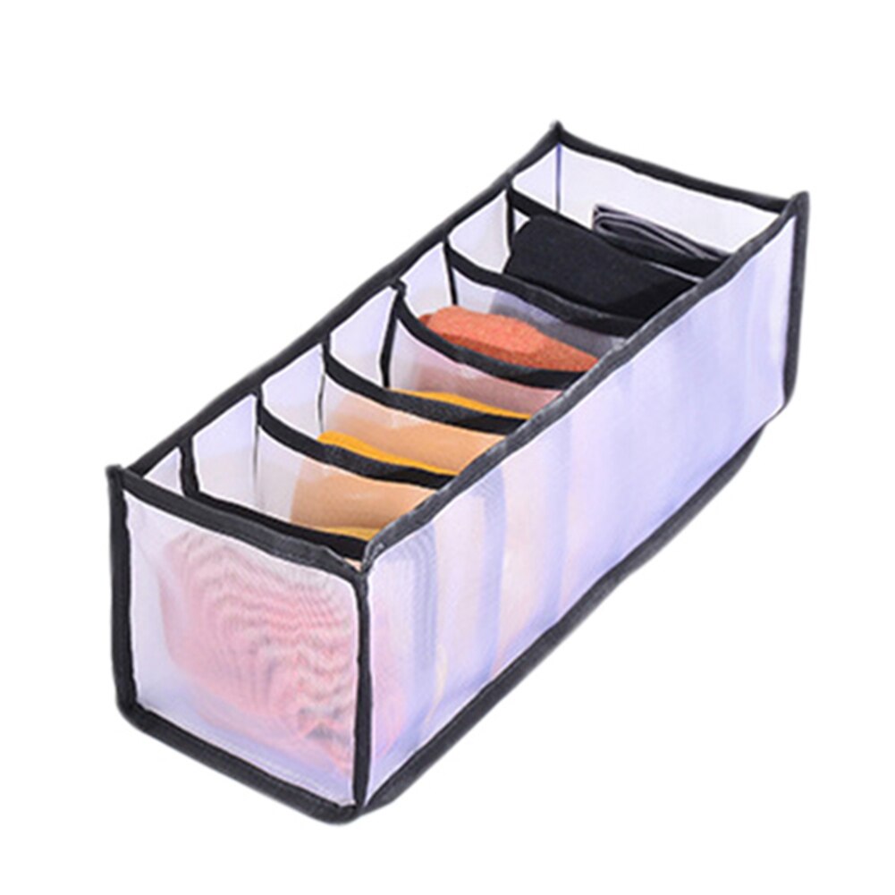 Underwear Storage Boxes Clothes Organizer Drawer Nylon Divider Closet Organizer For Folding Ties Socks Shorts Bra Organizer: Black 7 Grids