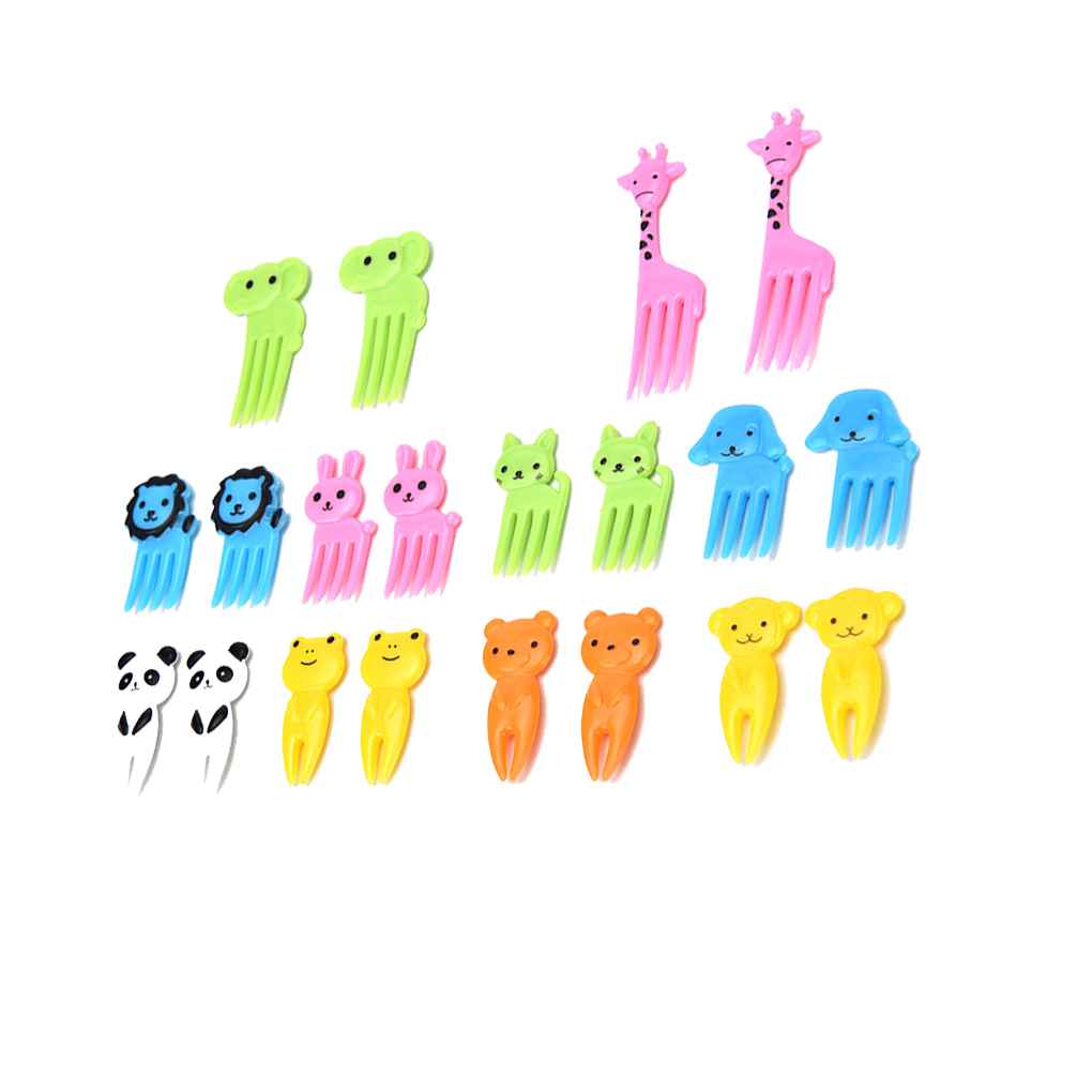 Animal Farm Fruit Fork Mini Cartoon Children Snack Cake Dessert Food Fruit Pick Toothpick Bento Lunches Party Decor Random Color