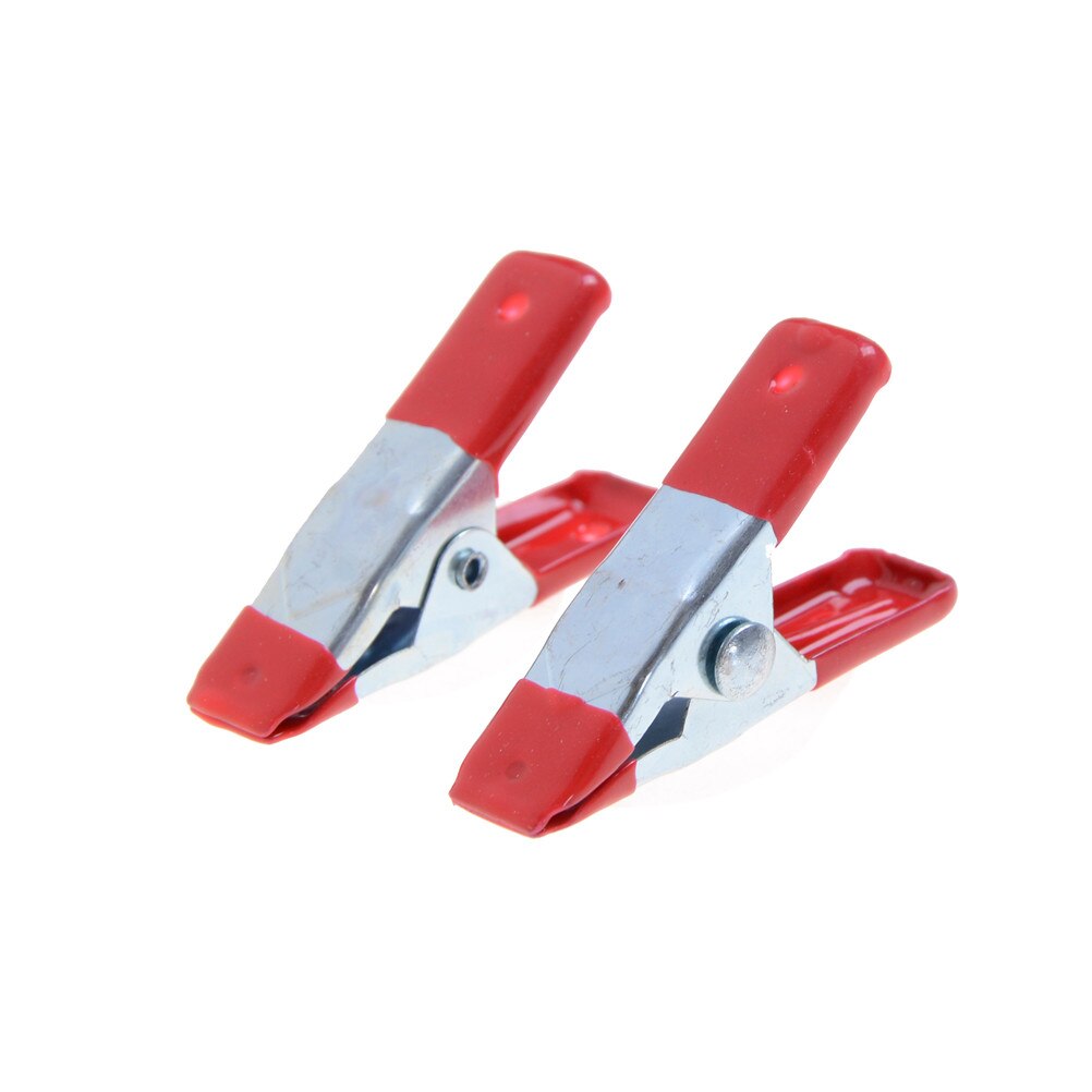 10pcs 2" Mini Metal Heavy Duty Spring Clamps Crocodile Clip Red Plastic Tips Tool Clips Grip Holder