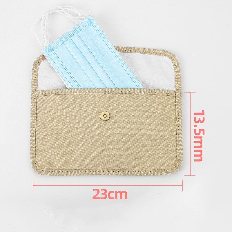 Mascarilla Portátil Bolsa de almacenamiento con hebilla bolsa de maquillaje portátil, para cosméticos, bolsa para viajes bolsa de tela de poliéster 23x13,5 cm funda para máscara: Beige