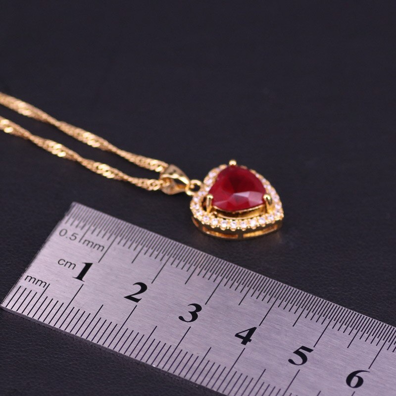 Pretty Style Gold Color Hear Square Jewelry For Women Adjustable Ring Stud Earrings Necklace Bridal Jewelry Set With Pendant