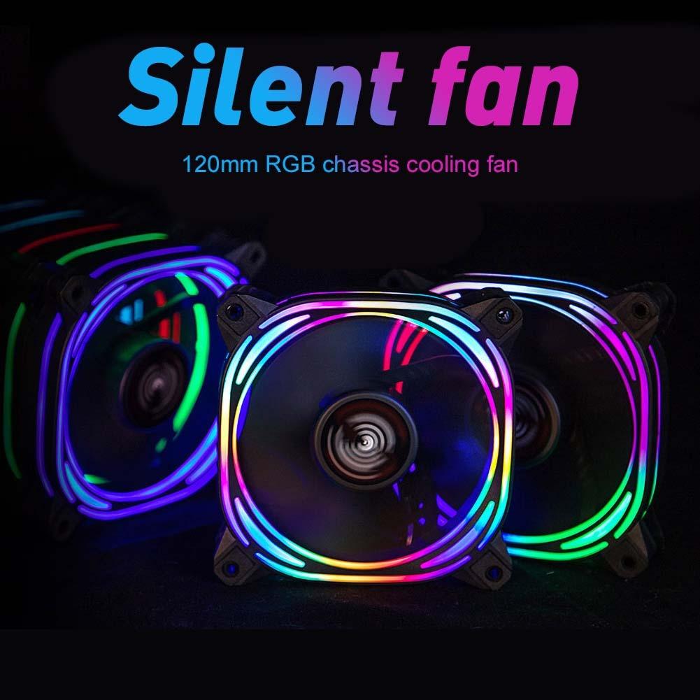 Mute 6 Pin 7 Blades Rgb Led Verlichting Computer Pc Case Cooling Fan Heatsink Koeler