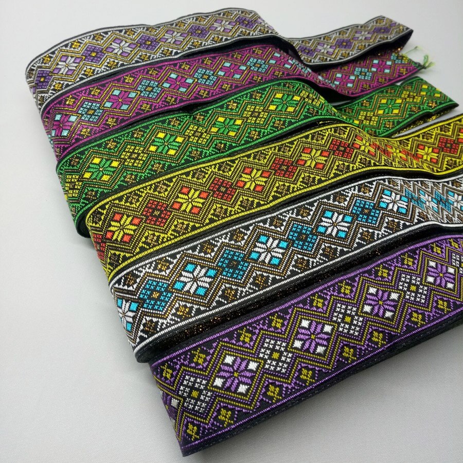 Jacquard Gewebt Band Streifen Ethnischen Gürtel 32mm Breit 7 Hof Hund Gurtband DIY trimmen